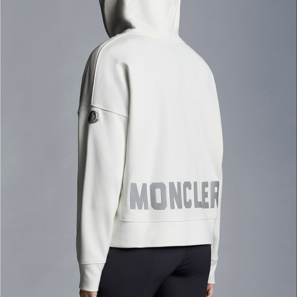 Moncler Off-White Hoodie with Silver Logo